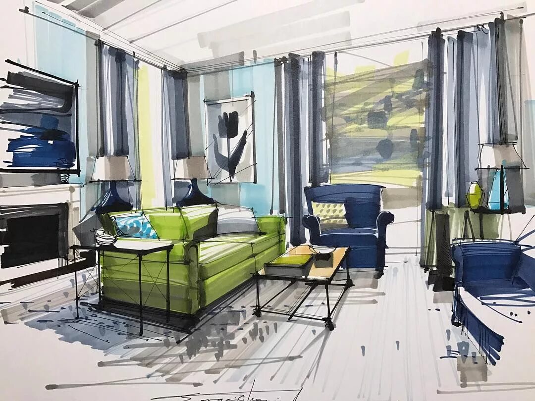 Павел дизайнер интерьера Interior sketching #interiorsketching #interiorsketcher #sketching #artwork #arq