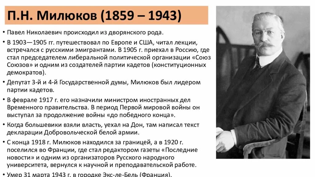 Павел милюков фото Милюков павел николаевич презентация
