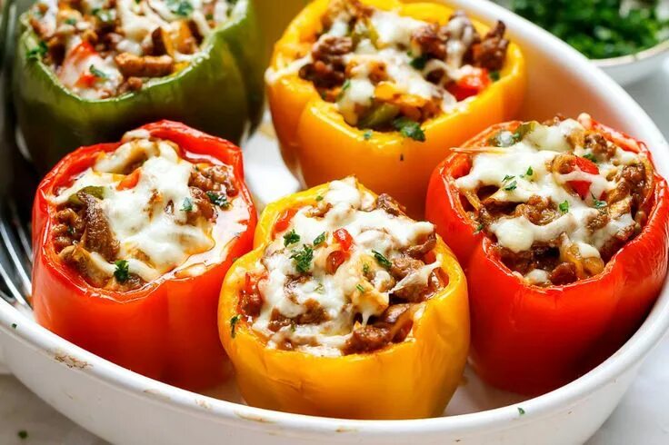 Перец фаршированный фото красивые Cheese Steak Stuffed Peppers - Keto Low-Carb Recette poivron farci, Recette poiv