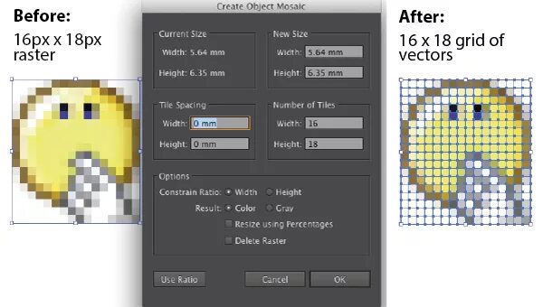 Перевести фото в пиксель арт icon - How to convert every pixel of raster picture to square objects in Illustr