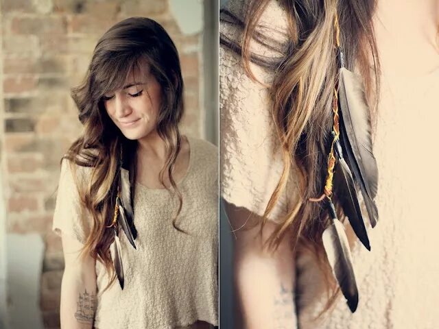 Перо в женской прическе 5 букв feather Feathered hairstyles, Hair clips diy, Long hair styles
