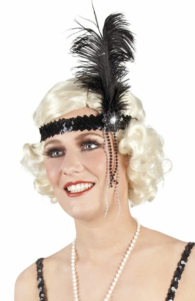 Перо в женской прическе 5 букв Pailletten-Stirnband Flapper Party Schlaudt GmbH Kostüme Deko Stoffe Bandeau