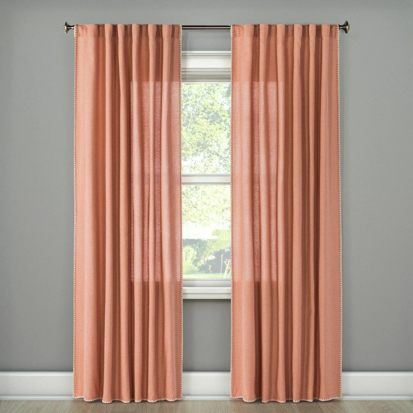 Персиковые шторы в интерьере фото 1pc Light Filtering Stitched Edge Window Curtain Panel - Threshold ™ Curtains, S