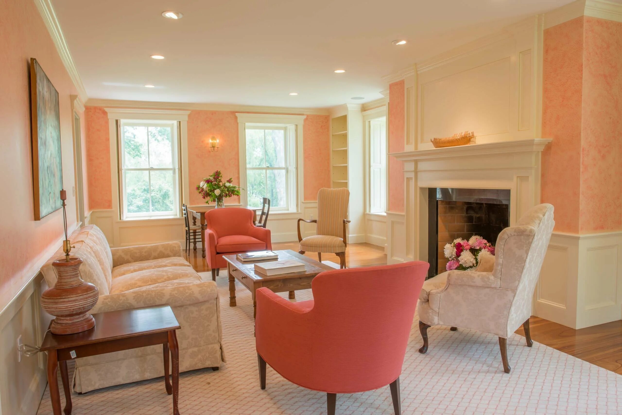 Персиковые стены в интерьере Peach colour - 68 photo