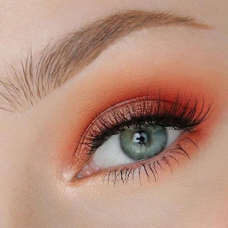 Персиковый макияж глаз natural bristle makeup brushes #organicmakeupbrands Shimmer makeup, Orange eye m