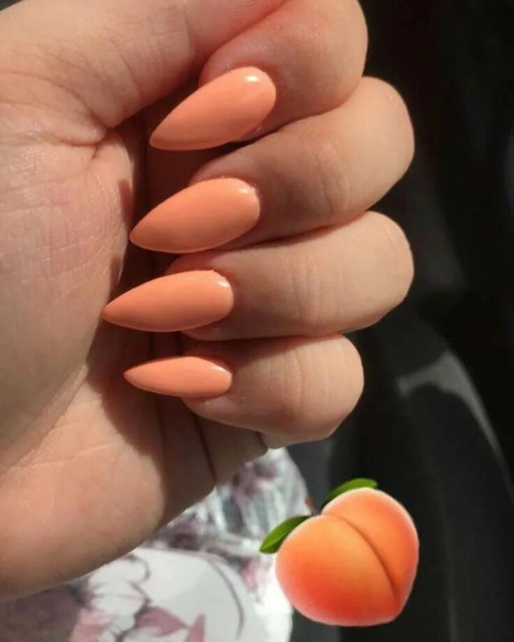 Персиковый маникюр 2024 на миндаль Pin on Uñas Peach nails, Peach acrylic nails, Fake nails