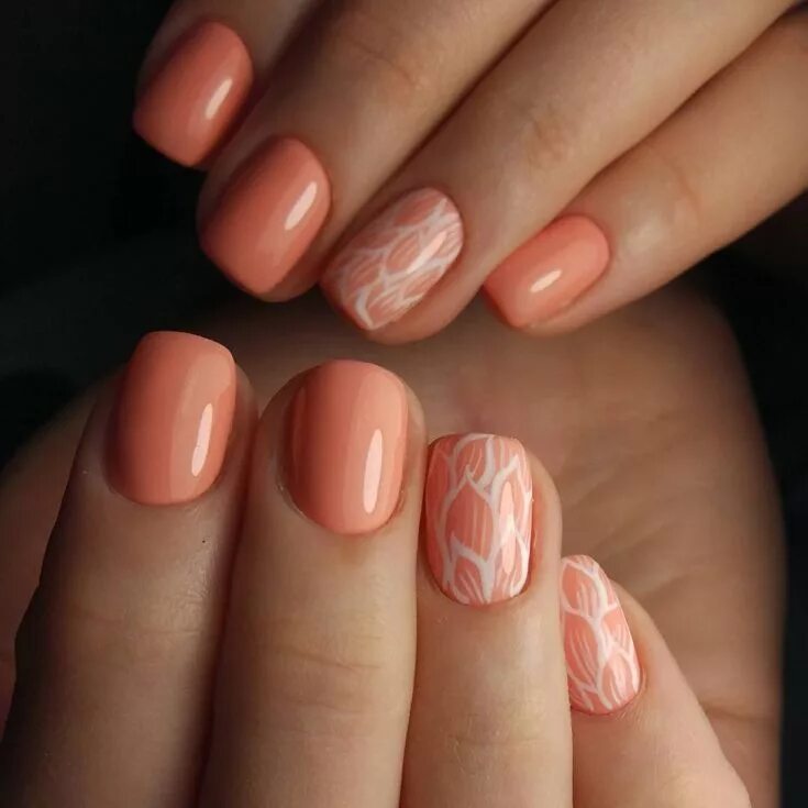 Персиковый маникюр на короткие The 110+ best Peach colored nails Peach colored nails, Nail colors, Coral pink n