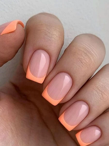 Персиковый маникюр на квадратные ногти 2024 50 French Tip Nails Manicure to Try in 2024 Дизайнерские ногти, Красивые ногти, 