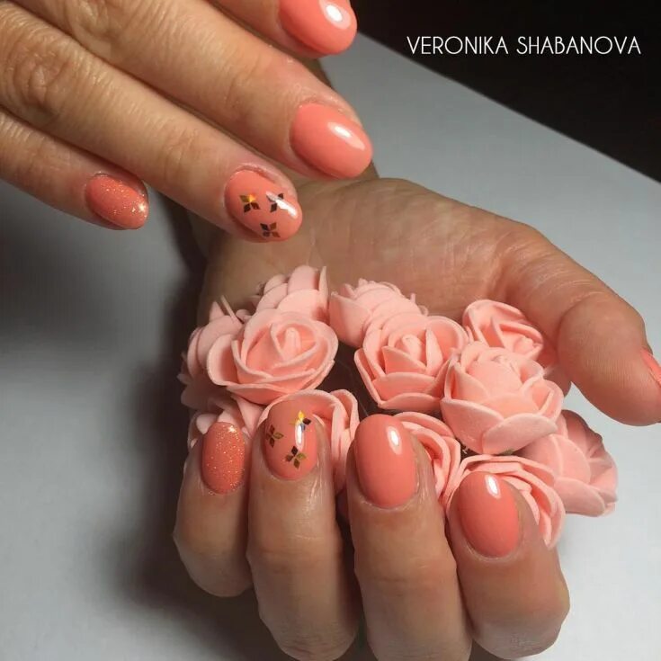 Персиковый маникюр с цветами The 110+ best Peach colored nails Цвет ногтей, Ногти и Маникюр