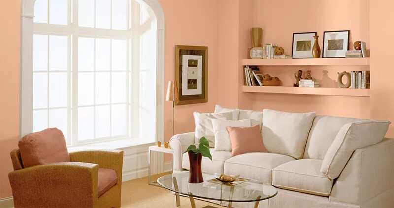 Персиковый обои в интерьере фото Цвет Dulux 10YY 72/172 (пастельный) в интерьере спальни (фото).