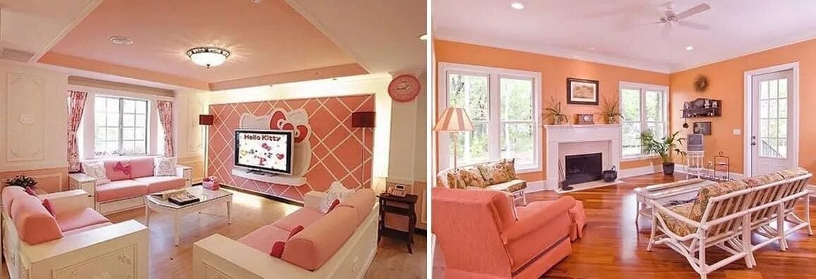 Персиковый обои в интерьере фото Peach wallpaper - correct design in the interior - Fabalabse