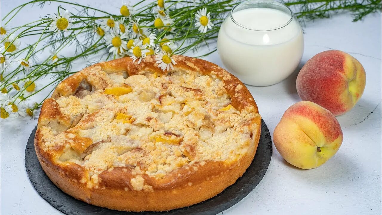 Персиковый пирог фото Сочный, нежный, самый ароматный десерт! Идеальный персиковый пирог на кефире - в