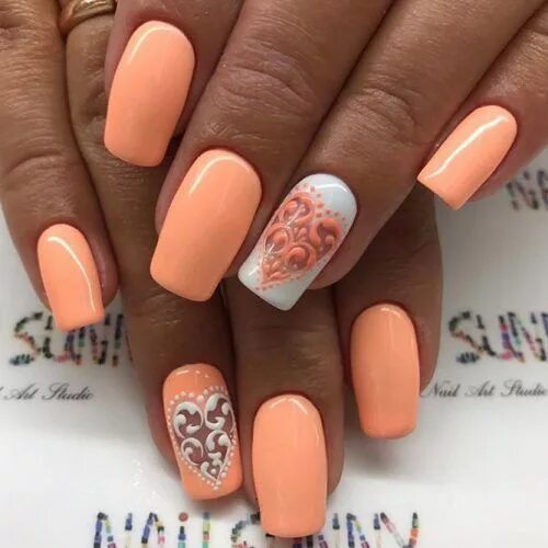 Персиковый цвет маникюра 2024 39 Valentines Nails Art Designs For Love Day Ногти, Красивые ногти, Маникюр