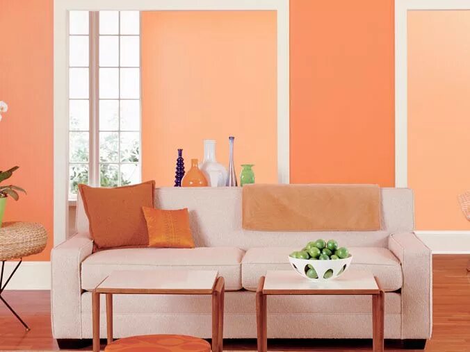 Персиковый цвет стен в интерьере Google Image Result for http://www.furnishism.com/photos/orange-room-design-insp