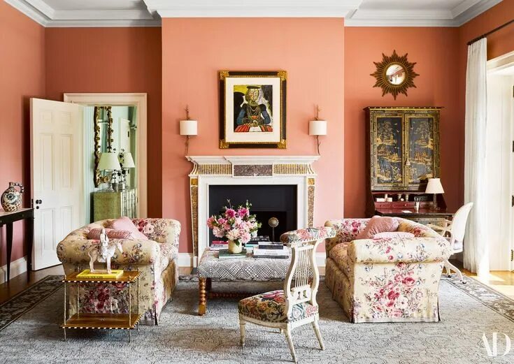 Персиковый цвет в интерьере гостиной Pin on Inspired Design...Living Pink living room, Home, Interior design