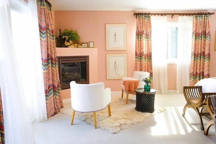 Персиковый цвет в интерьере гостиной фото light peach curtains - Google Search Home, Space decor, Design