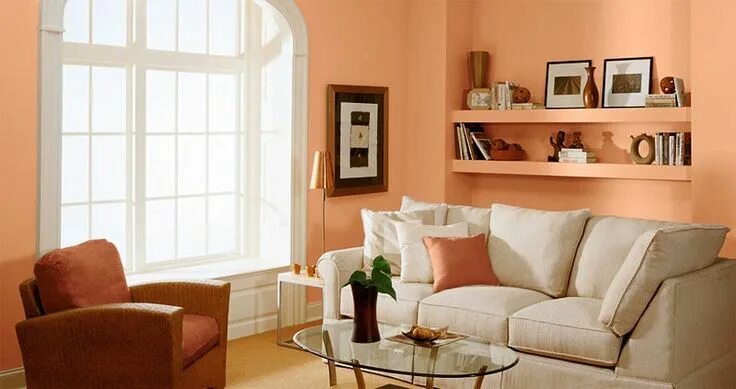 Персиковый цвет в интерьере гостиной фото Tinted Medlely - Apricot Wash Stylish living room, Living room colors, Peach liv