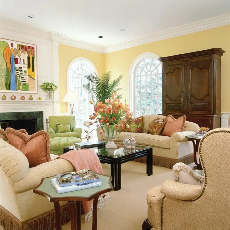 Персиковый цвет в интерьере гостиной фото Ann Kenkel's Portfolio - Work Spring living room colors, Living room color schem