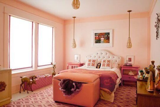 Персиковый цвет в интерьере спальни Pin on Nursery Room Decor Ideas Big girl rooms, Sophisticated bedroom, Pink inte