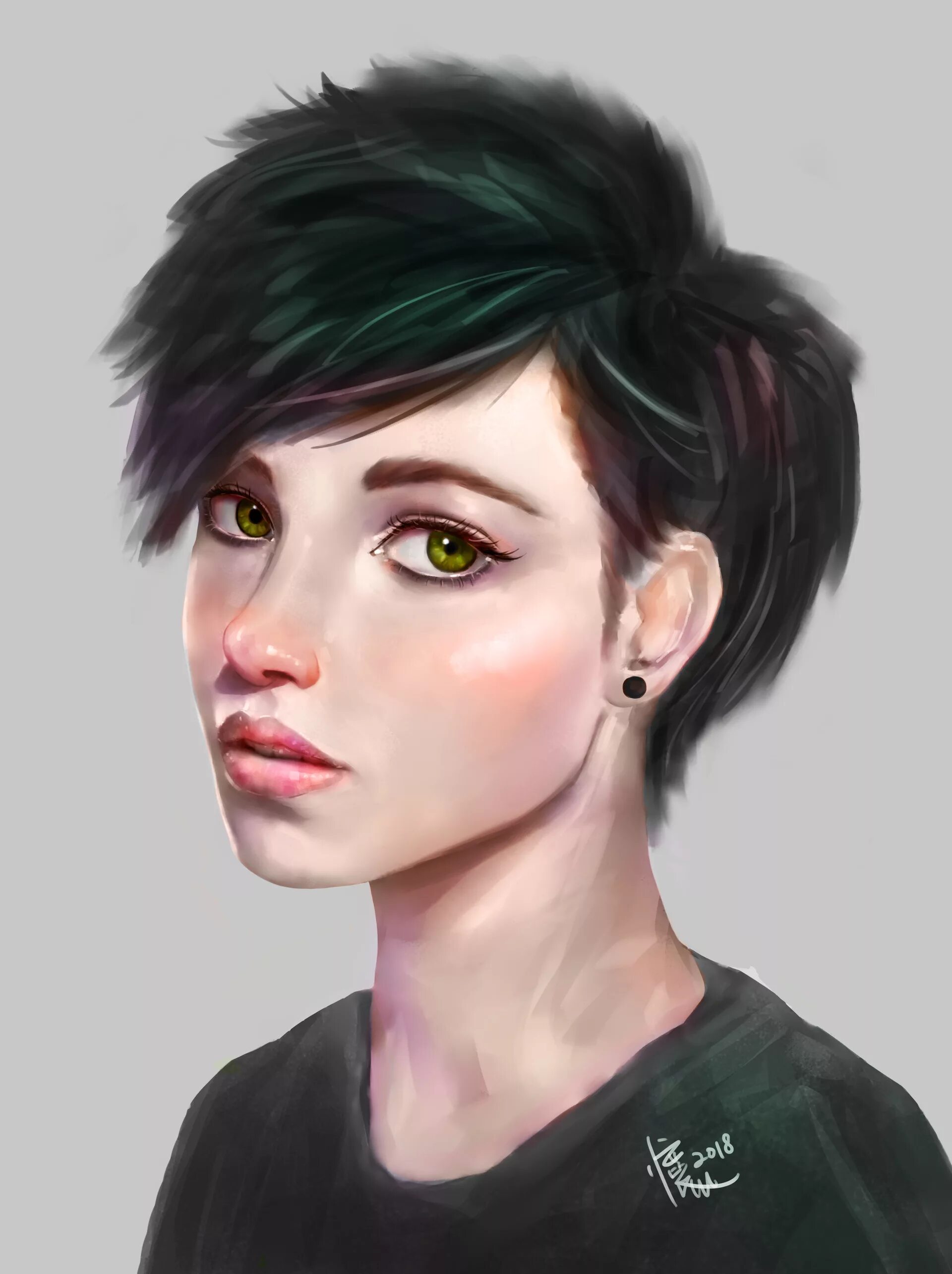 Персонажи с короткой стрижкой ArtStation - Digital Painting practice "Bad Girl"