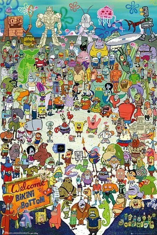 Персонажи спанч боба имена и фото Spongebob Squarepants : Cast - Maxi Poster 61cm x 91.5cm (new & sealed) Spon