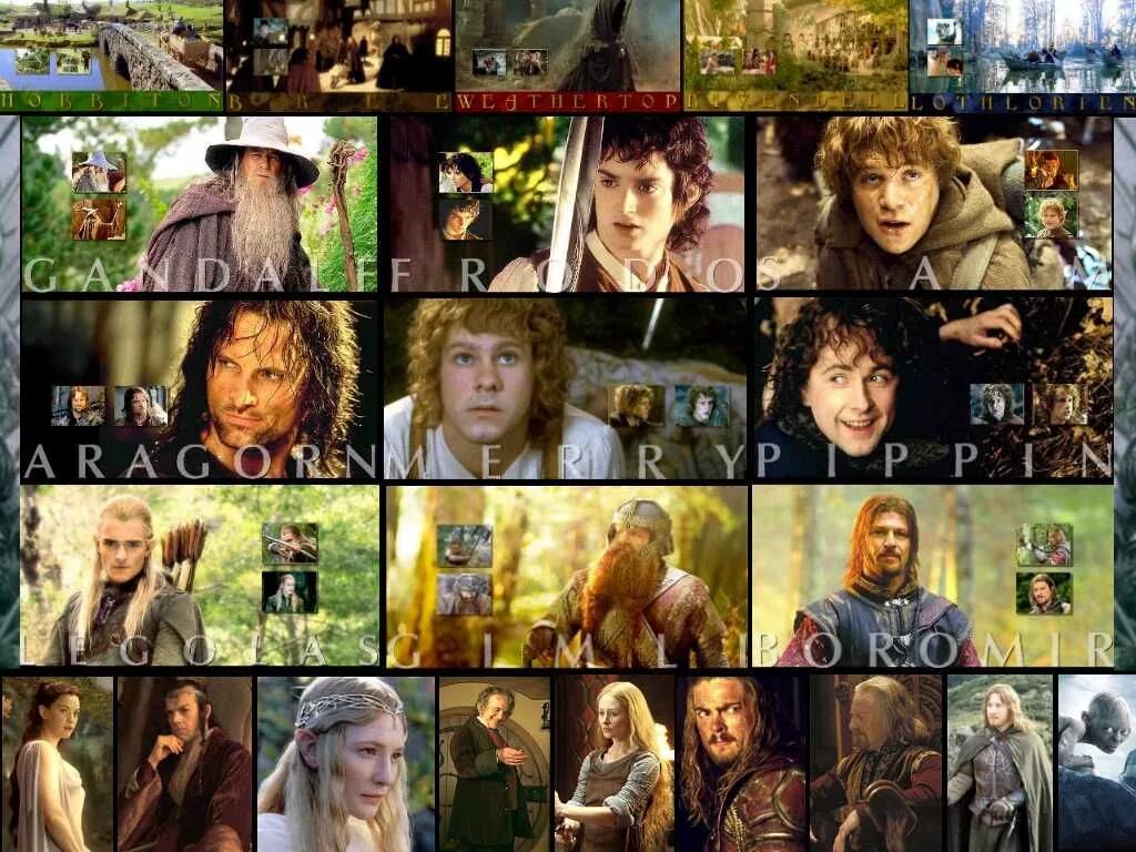 Персонажи властелина колец имена и фото Lord of the Rings Character Wallpapers in one Character wallpaper, Movie posters