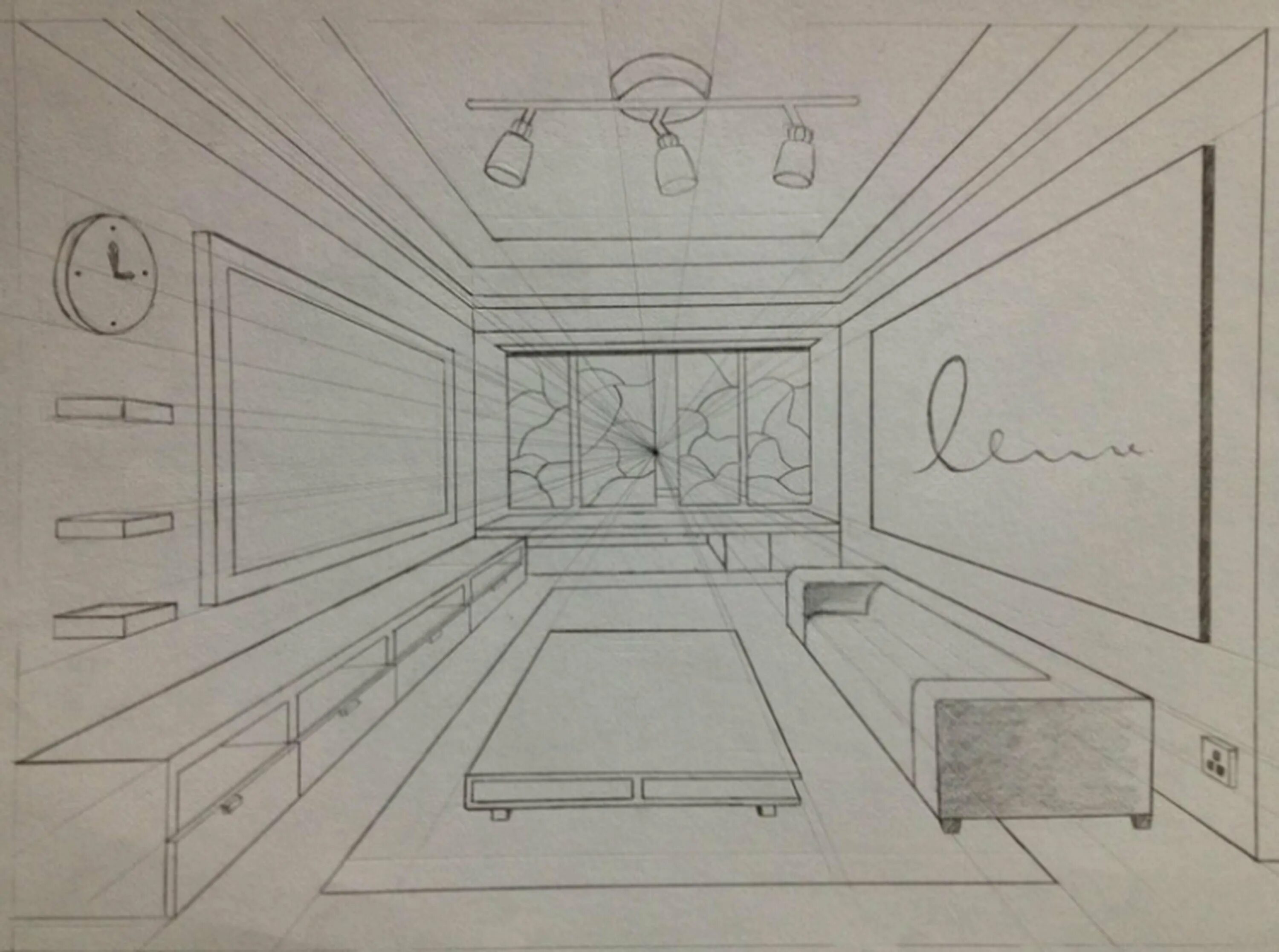 Перспектива интерьера комнаты Linear perspective room - 66 photo