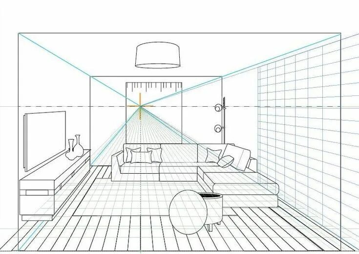 Перспектива интерьера комнаты The Interior Design Institute - We love the use of water colours in this fanta. 