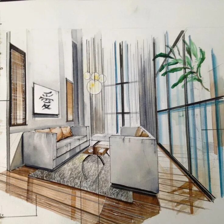 Перспективы современного дизайна perspective Interior architecture drawing, Interior design renderings, Interior 