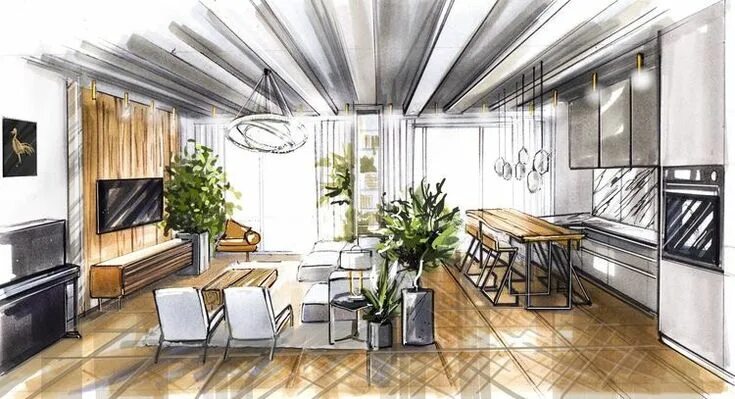 Перспективы современного дизайна Pin by Le Croquis Studio on sketch Interior design drawings, Architecture design