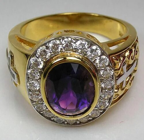 Перстни золотые камнями фото Gold Men's Amethyst Ring Mens gold rings, Bishop ring, Rings for men
