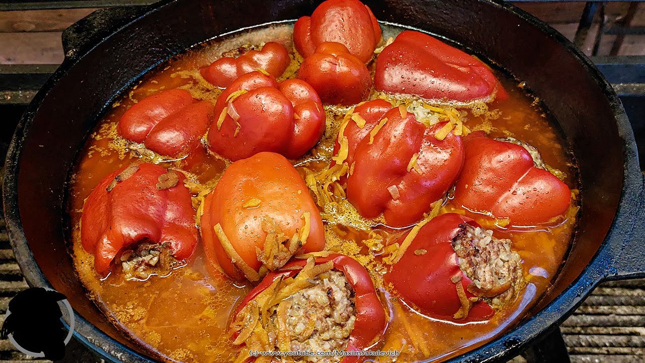 Перцы в казане рецепт с фото Как Закоптить Фаршированные Перцы, в Казане на Углях - РЕЦЕПТ - YouTube