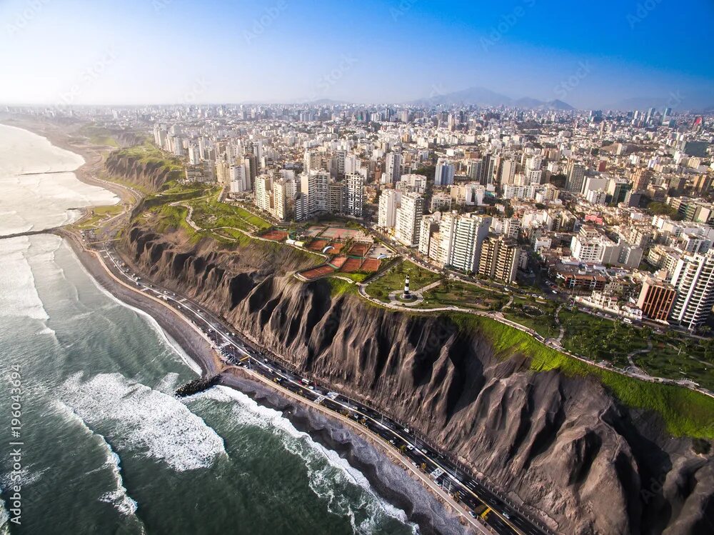 Перу лима фото LIMA, PERU: Panoramic view of Lima from Miraflores. фотография Stock Adobe Stock