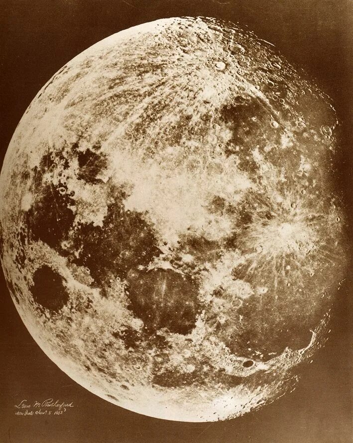 Первая фото луны La Lune, le 4 mars 1865 Moon, Full moon, Celestial