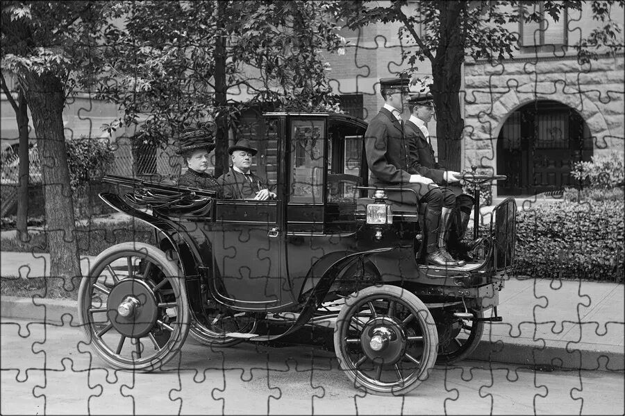 Первая машина фото Магнитный пазл 27x18см."Автомобиль, старинный автомобиль, осмелиться" на холодил