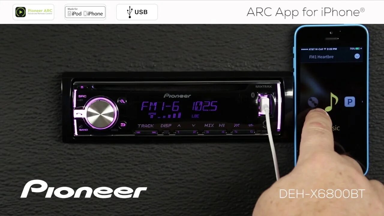 Пионер магнитола как подключить блютуз к телефону How To - DEH-X6800BT - ARC App for iPhone - YouTube