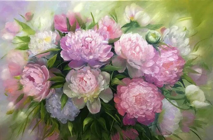 Пионы фото картины Утренние пионы. Автор: Жанна Когай Пионы, Цветочные картины, Цветы