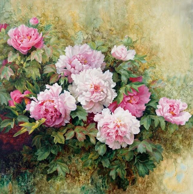 Пионы фото картины Floral Oil Paintings by Wu Furong - Be Creative Floral oil paintings, Floral pai