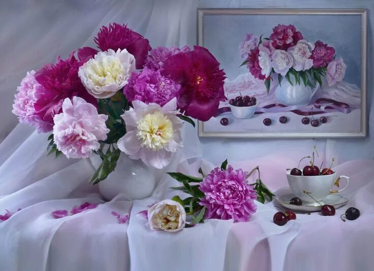 Пионы фото красивые картинки с добрым утром Valentine Kolová - FotoKto Пионы, Натюрморт, Натюрморты