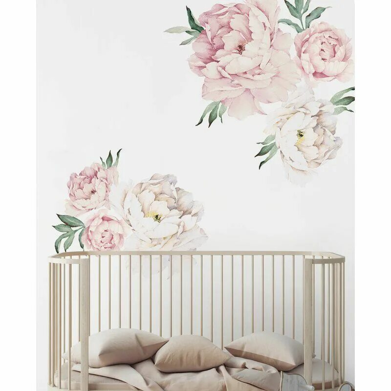 Пионы на стене в интерьере Peony Flowers Wall Decal Flower wall decals, Flower wall stickers, Wall stickers