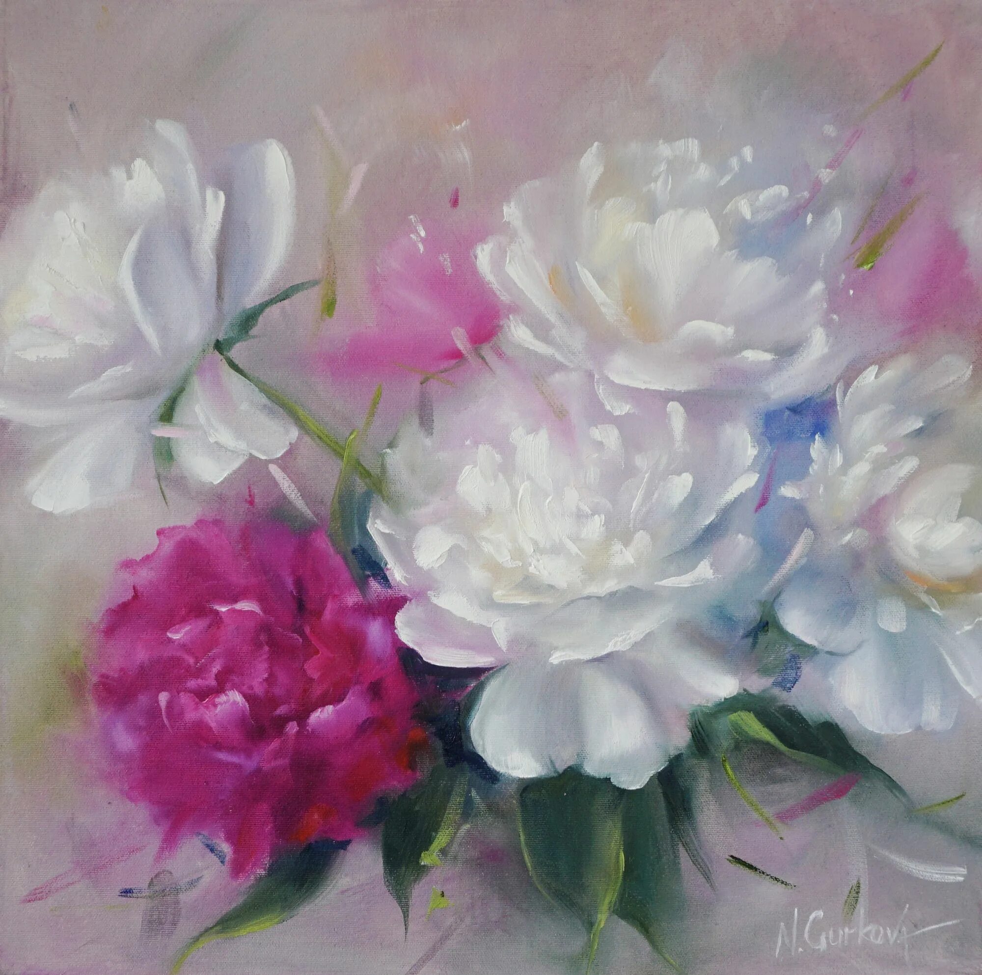 Пионы пастелью фото Peony flower oil painting, boho wall decor, canvas painting, kitchen decor Oil o