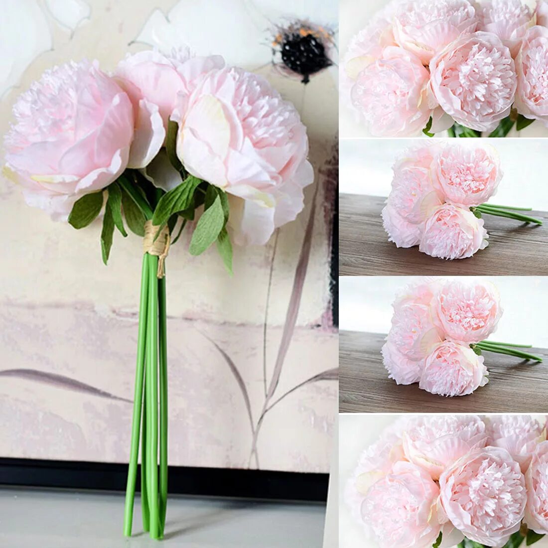 Пионы пошагово фото Hot Sale Artificial Fake Peony Silk Flowers Bridal Bouquet Flower Arrangement Ho
