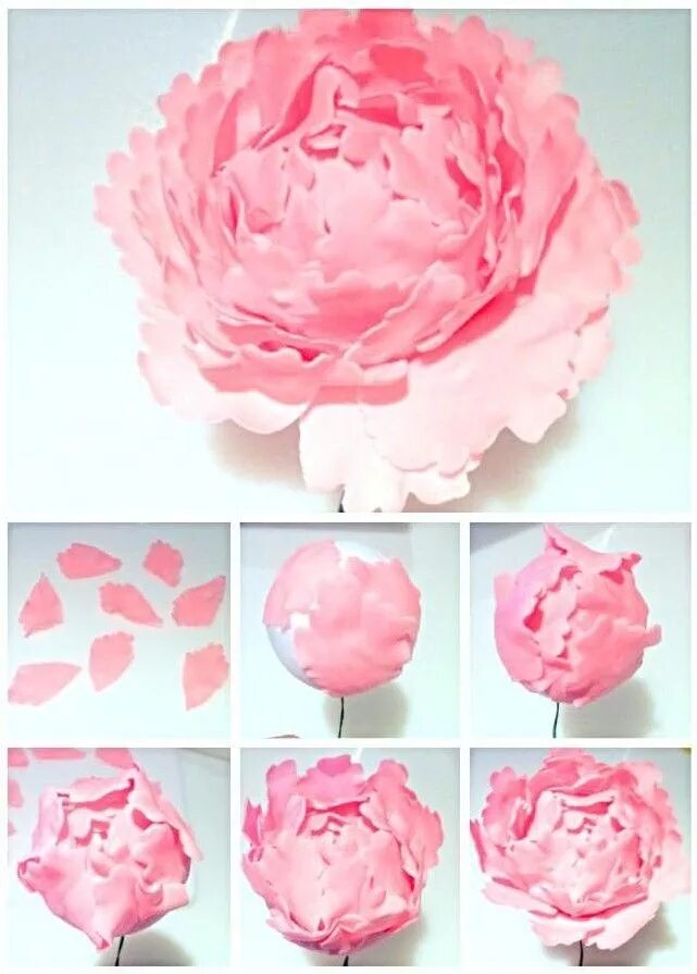 Пионы пошагово фото ✿ Sugar Peony, Ranunculus and Rose ✿ Chérie Kelly Sugar flowers tutorial, Fondan