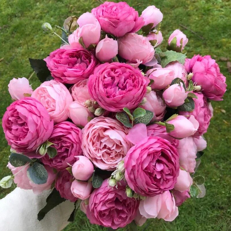 Пионы розы фото букет Zijde Rose Kunstmatige Pioen Bloemen Mooie Flores Boeket voor Wedding Party Home