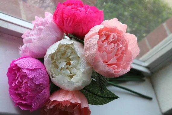 Пионы своими руками пошаговое фото Peonies - Crepe paper peonies - wedding peonies Paper flowers wedding bouquet, P