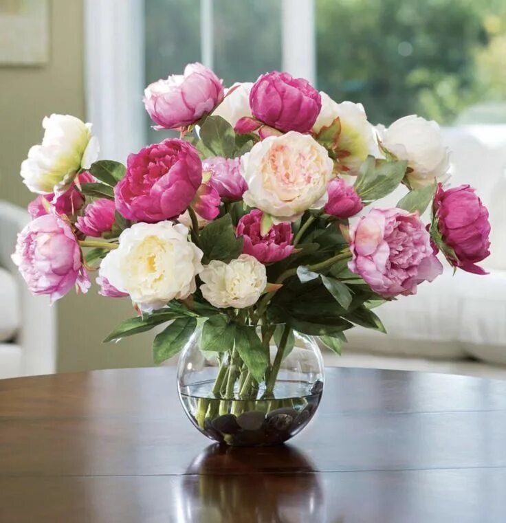 Пионы в вазе фото Pin by Lauren Salapatek on Bouquet Silk flower centerpieces, Silk flowers, Artif