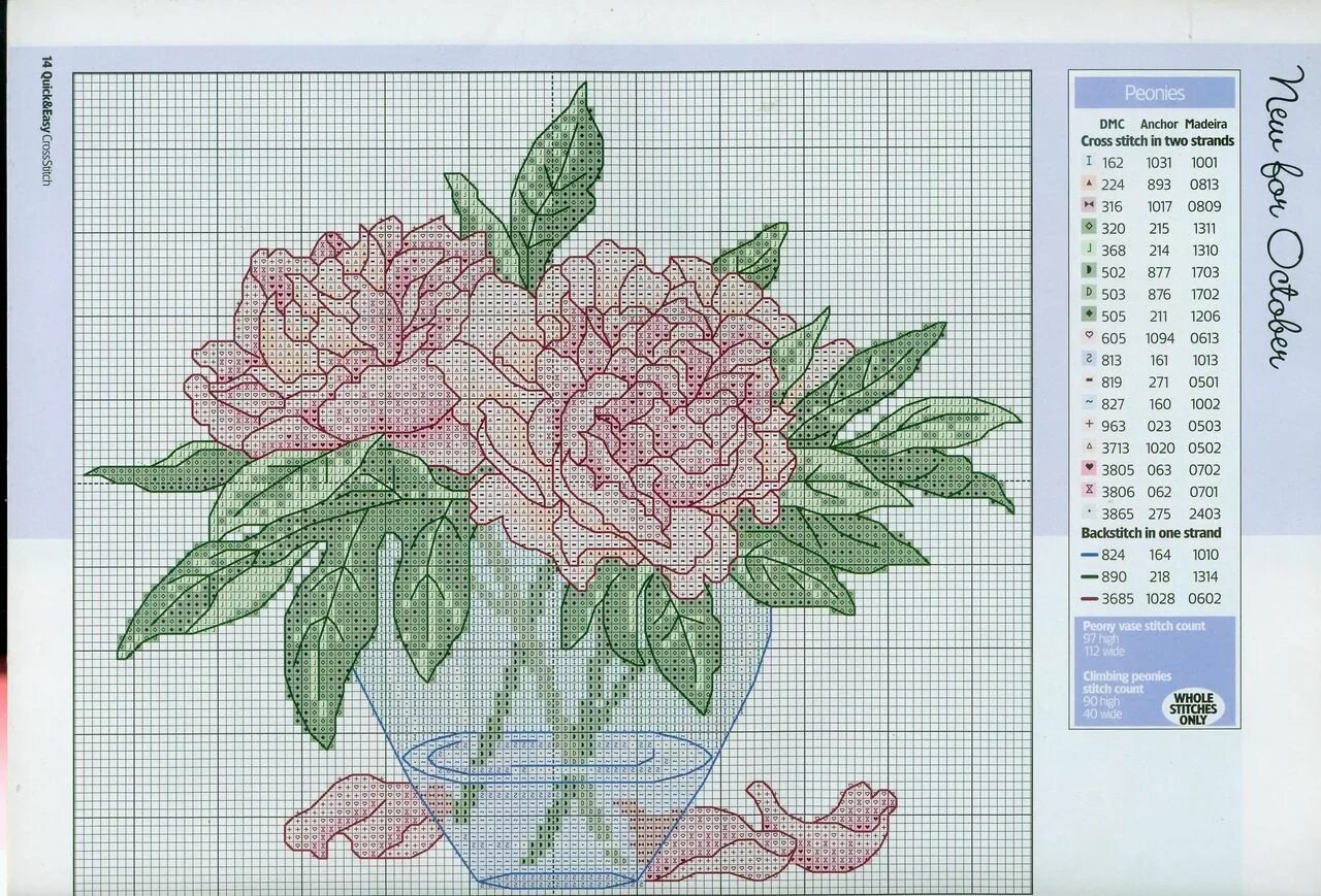 Пионы в вазе схема × Вышивание ♥ крестиком × VK in 2024 Cross stitch flowers, Cross stitch, Cross s
