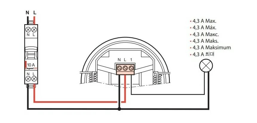 Пир датчик движения схема подключения Купить Датчик движения Legrand Lighting Management Automatic Detector 360 ° (048