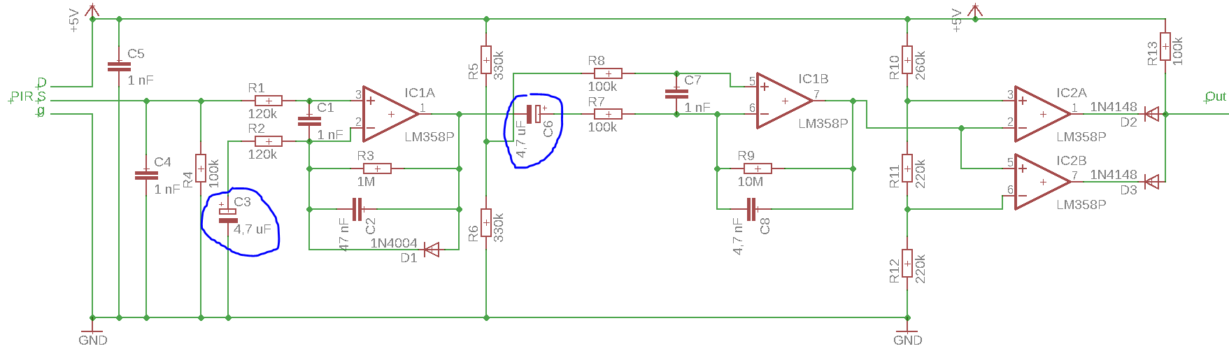 Пир датчик движения схема подключения operational amplifier - Problem with finding capacitors' purpose in PIR circuit 