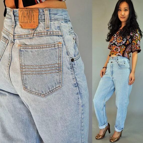 Пирамиды джинсы 90 х женские фото Vintage 80s Super High Waisted Jeans / Distressed & Faded ZENA Etsy Super high w